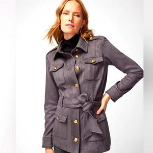 White House Black Market  Ultra Suede Safari Jacket Sz Med